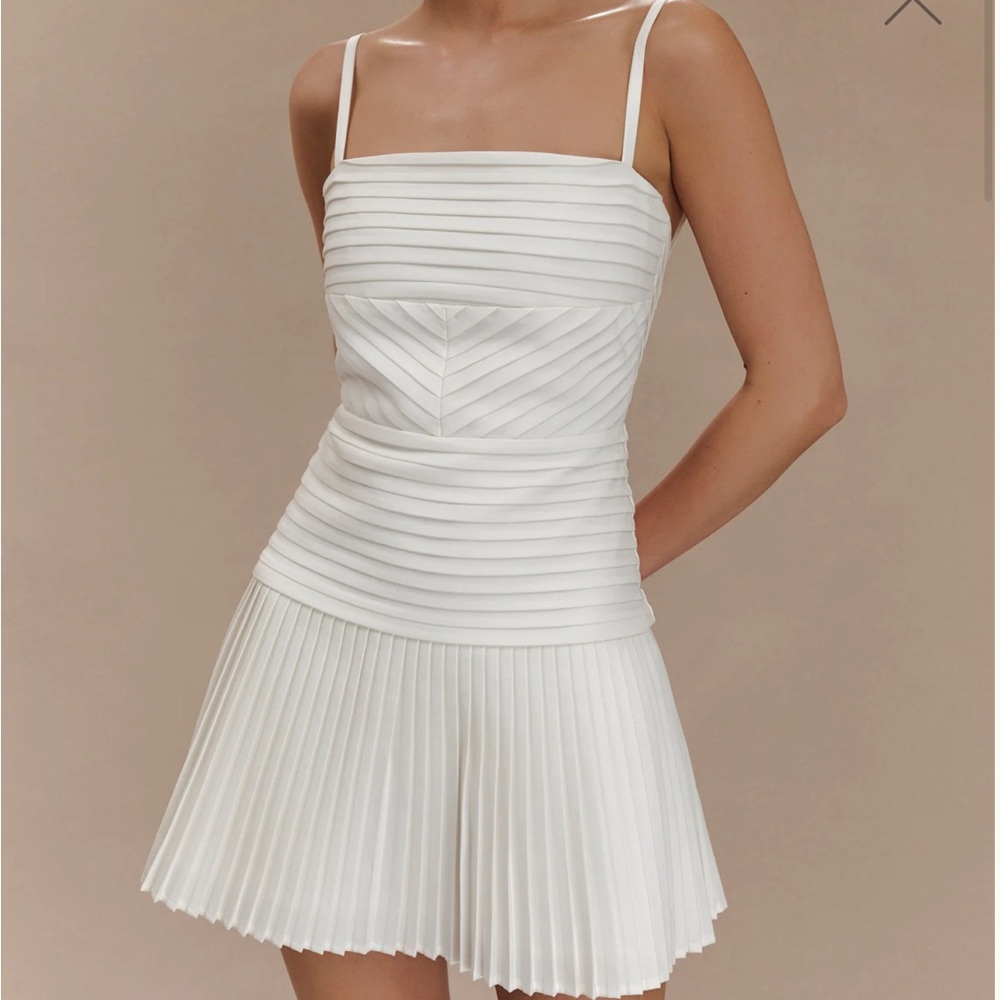 Meshki White Rylee Pleated Dress